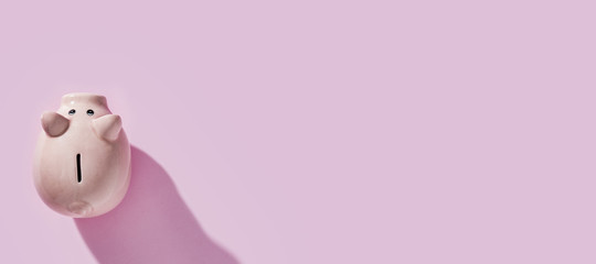 piggy bank on pink space 