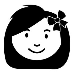 cute and little girl head with bow vector illustration design
