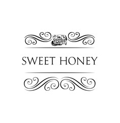 Sweet honey label.  illustration