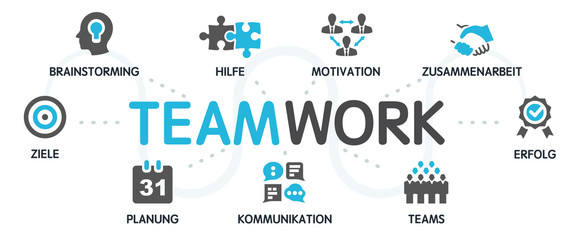 TEAMWORK Zusammenarbeit Vektor Grafik Icons Priktogramme