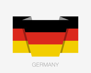 Flag of Germany. Flat Icon Waving Flag with Country Name on a White