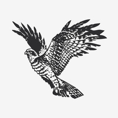 Naklejka premium Ikona orła. Grafika wektorowa do tatuaży, projektów internetowych lub pomysłów
