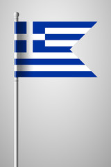 Flag of Greece. National Flag on Flagpole. Isolated Illustration on Gray