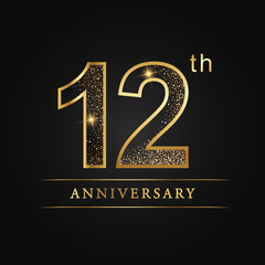 anniversary, aniversary, twelve years anniversary celebration logotype. 12th anniversary logo. Twelve years anniversary.