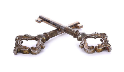Old key isolated on white background