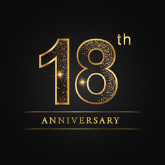 anniversary,aniversary, eighteen years anniversary celebration logotype. 18th anniversary logo. eighteen years. - obrazy, fototapety, plakaty