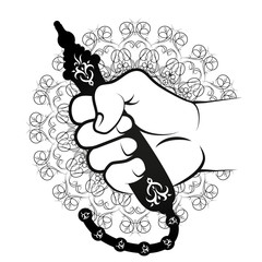 Hookah in hand with ornament