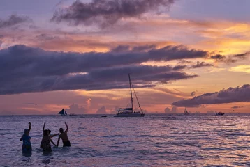 Papier Peint photo Plage blanche de Boracay Beautiful sunset on Boracay white beach, Philippines