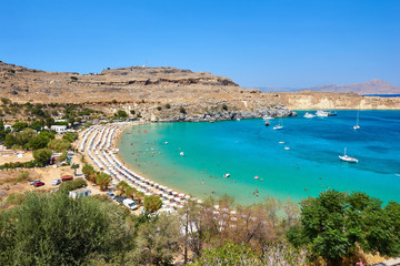 Lindos beach at Rhodes island