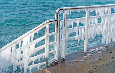Row of icicles on the Chromium metal fence
