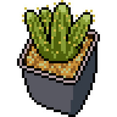Obraz premium vector pixel art cactus pot