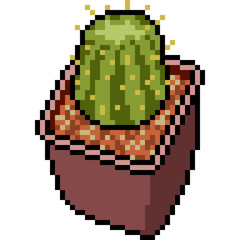 Obraz premium vector pixel art cactus pot