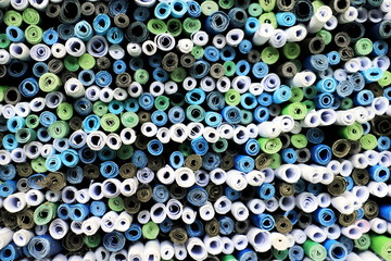 Top view rolls papers. close up of the wallpaper rolls papers texture.