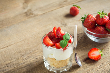 Strawberry cheesecake in glasses