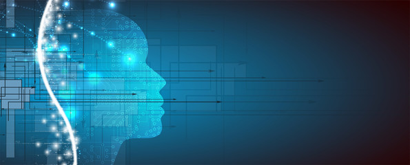 Artificial intelligence. Technology web background with cell. Virtual concept.