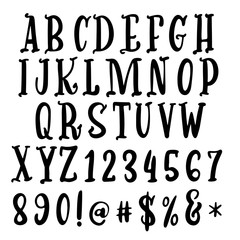 Handwritten calligraphy font. Vector alphabet. Hand drawn letters