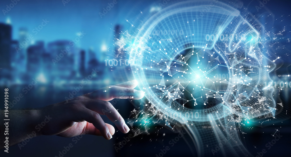Leinwandbilder businessman using digital artificial intelligence interface 3d rendering