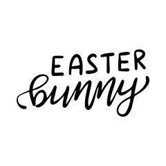 Easter lettering. Template vector hand drawn black on white background. Happy holiday postcard. Vector illustration