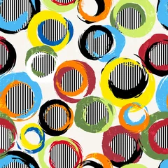 Rolgordijnen seamless background pattern, with circles, stripes, strokes and splashes © Kirsten Hinte