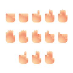 Hand finger counting number icons set sign language concept design gradient color illustration isolated on white background, vector eps 10
