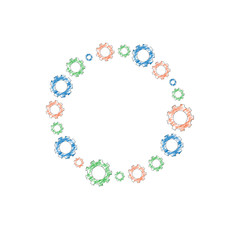 Many multicolored gears.
