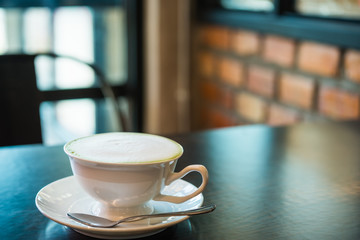 Hot matcha green tea with milk