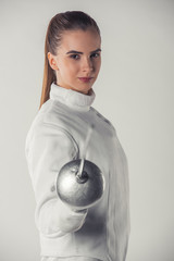 Attractive female fencer