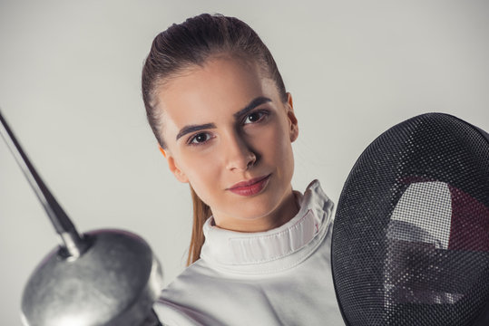 Attractive female fencer