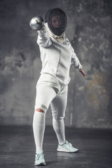 Woman is fencing
