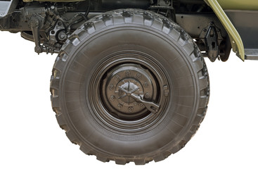 Naklejka premium Chassis pneumatic stroller the Soviet artillery multiple rocket launchers on white