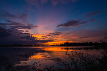 sunset on the lake landscape