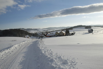 Fototapeta na wymiar Winter in Poland, Bieszczady mountains