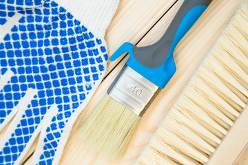 Tools for repair on light wooden background