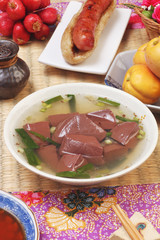 Pork blood jelly soup is a popular street food in Taiwan