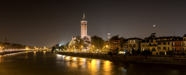 Fototapeta na wymiar Cityscape of Verona at Night - Italy