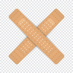 Realistic band plaster strip. On transparent background. Vector illustration.