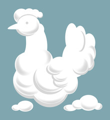 Soft clouds in shape of big rooster in clear sky
