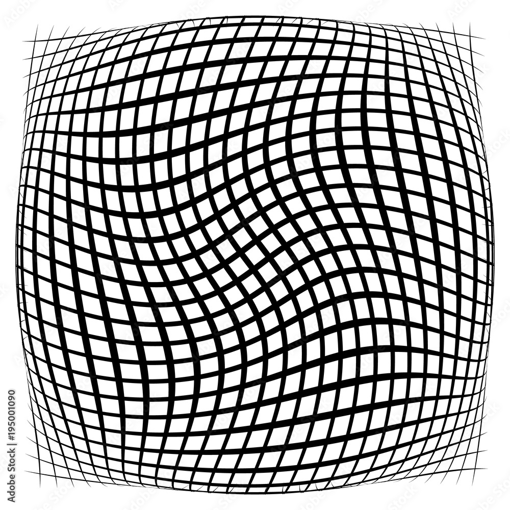 Poster grid, mesh, lattice with distortion, warp effect. abstract element