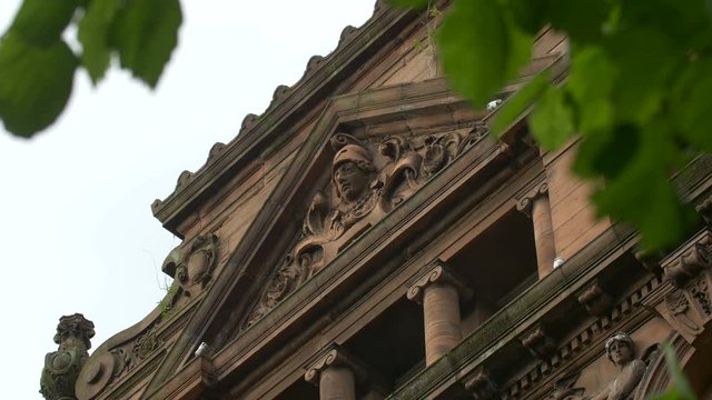 The bas relief on a pediment