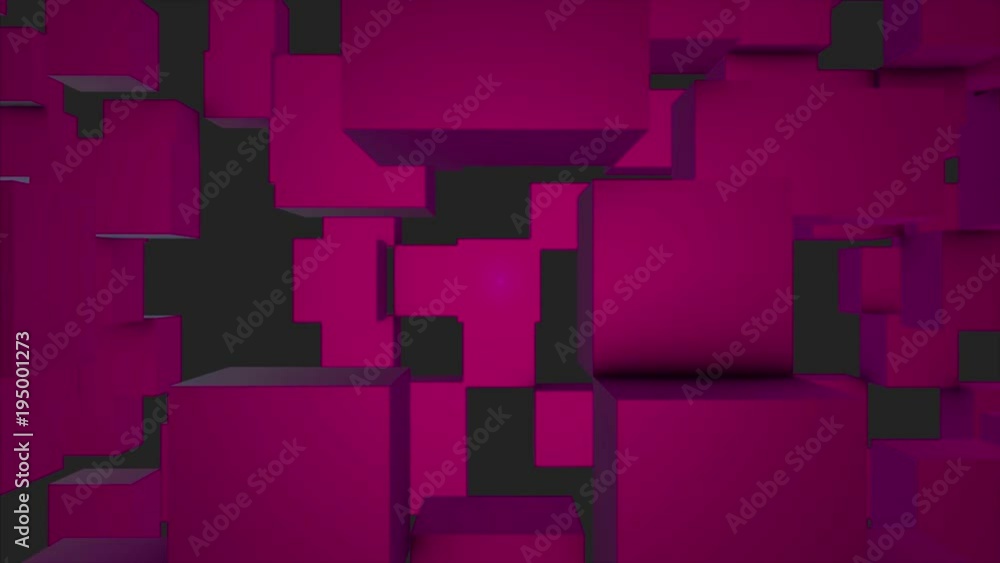 Poster abstract cubes background random motion, 3d loopable animation. abstract color boxes background. sea