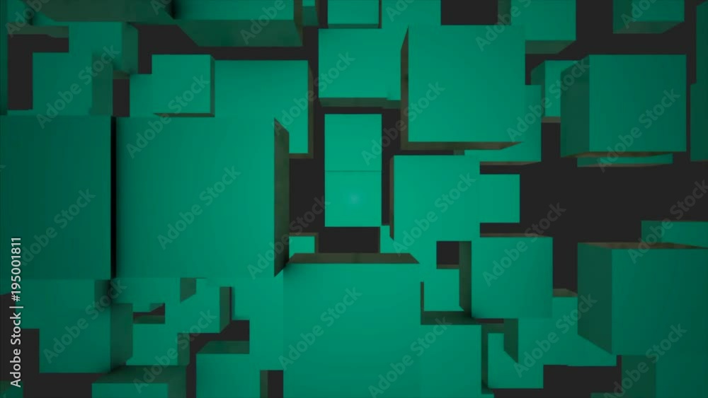 Poster abstract cubes background random motion, 3d loopable animation. abstract color boxes background. sea