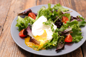 salad with poached egg