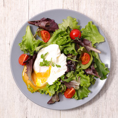 salad with poached egg