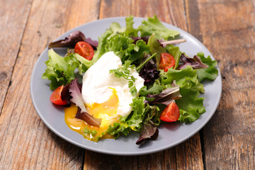 salad with poached egg