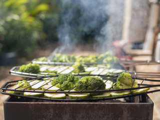 Vegetarian barbecue, broccoli cabbage