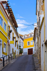 Typical residential street in ancient town of Lagos, Algarve Region, Portugal