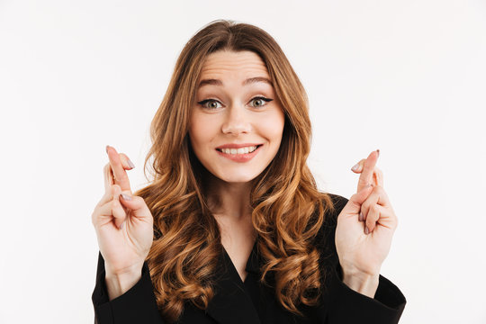 Hopeful Cute Young Woman Isolated