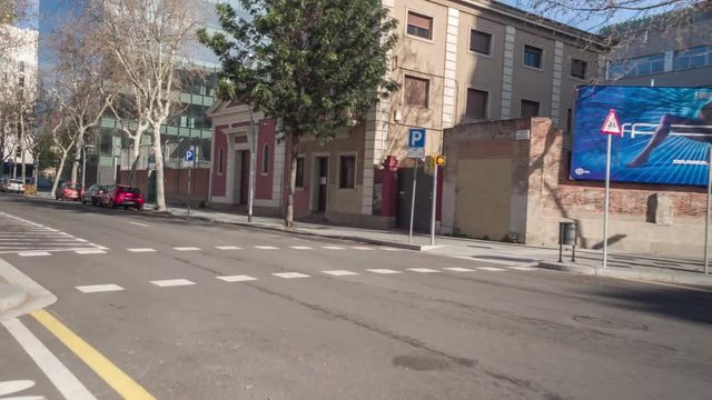 hyperlaspe pov shot travelling around the streets of Barcelona's PobleNou district