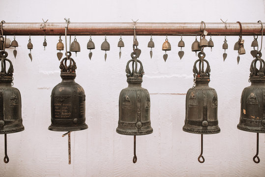 close-up of bells in Bangkok