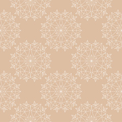White floral seamless pattern on beige background